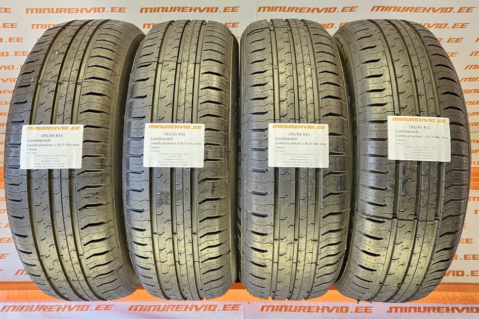 Подержанный летняя шина 195/65R15 Continental ContiEcoContact 5 91/V like new