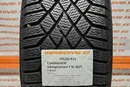 Подержанный нешипованная шина 195/60R15 Continental VikingContact 7 XL 92/T