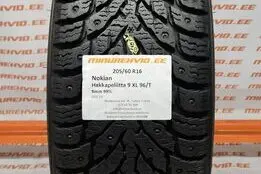 Подержанный шипованная шина 205/60R16 Nokian Hakkapeliitta 9 XL 96/T