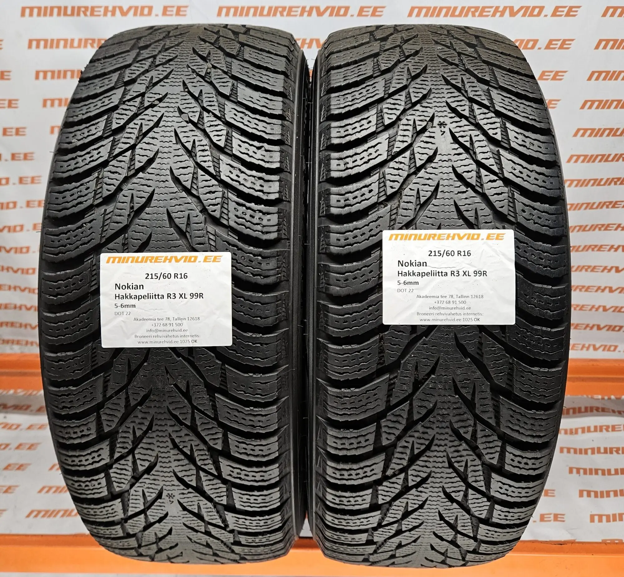 Used studless winter tire 215/60R16 Nokian Hakkapeliitta R3 XL 99R
