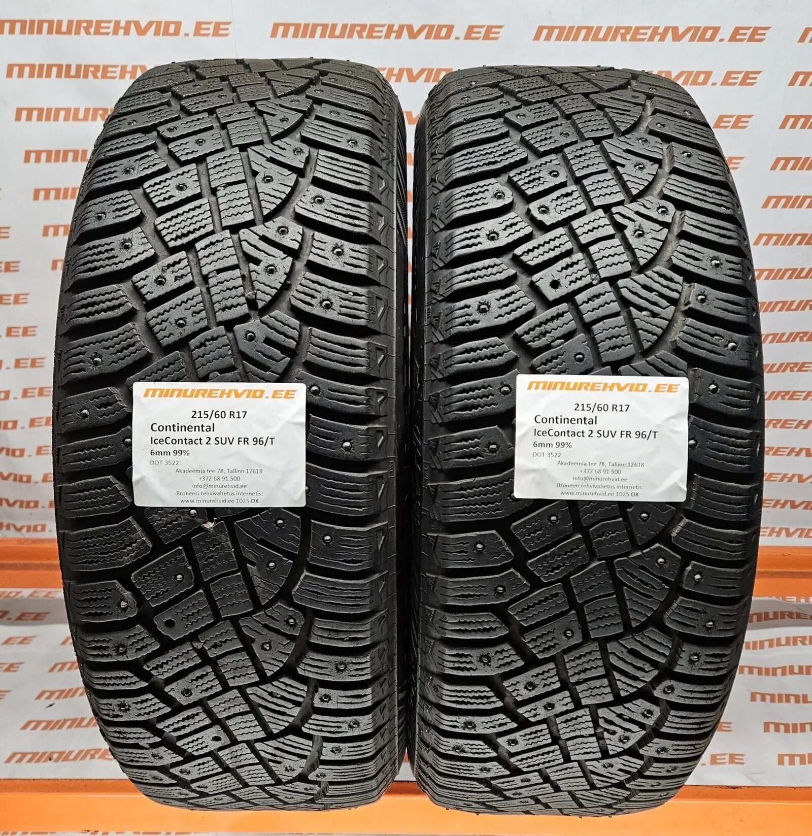 Used studded tire 215/60R17 Continental IceContact 2 SUV FR 96//T