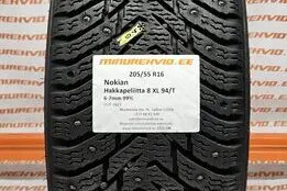 Kasutatud naastrehv 205/55R16 Nokian Hakkapeliitta 8 XL 94/T 1621