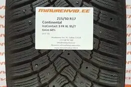 Подержанный шипованная шина 215/50R17 Continental IceContact 3 FR XL 95/T/