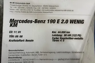 Mercedes-Benz 190, 2.0, 90 kW, бензин, автомат, задний привод