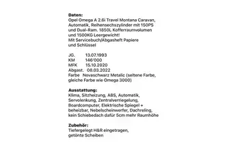 Opel Omega, 2.6, bensiin, automaat, tagavedu