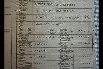 Toyota RAV4, 2.0, 96 kW, petrol, manual, four-wheel drive