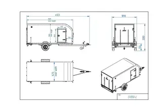 Tiki Treiler CV350-L Sandwich 3.5x1.47x1.5 küljeuks furgoonhaag