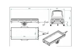 Tiki Treiler Keevis 350-LH 3.5x1.5 Plastkaanega kastihaagis