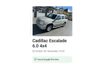 Cadillac Escalade, 6.0, 257 kW, petrol, automatic, four-wheel drive