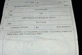 Volkswagen Golf Plus, 1.9, 77 kW, diisel, manuaal, esivedu