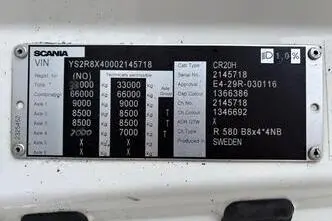 Scania R580, 427 kW, dyzelinas, automatinė