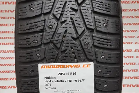 Подержанный шипованная шина 205/55R16 Nokian Hakkapeliitta 7 FR 91/T FRT