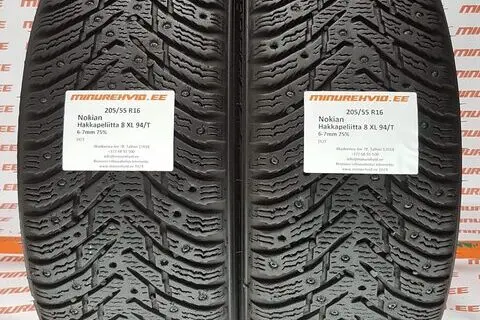 Подержанный шипованная шина 205/55R16 Nokian Hakkapeliitta 8 XL 94/T-
