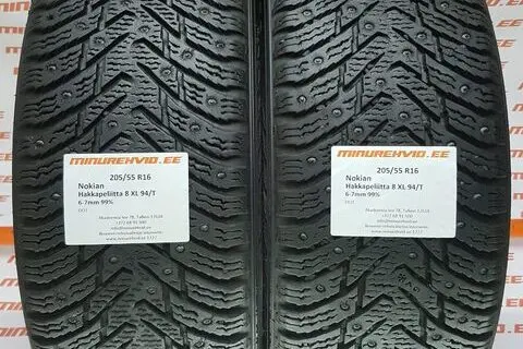 Подержанный шипованная шина 205/55R16 Nokian Hakkapeliitta 8 XL 94/T/