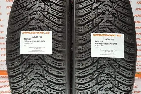 Подержанный шипованная шина 205/55R16 Nokian Hakkapeliitta 8 XL 94/T/