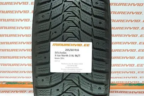 Подержанный шипованная шина 205/60R16 Michelin X-Ice North 3 XL 96/T