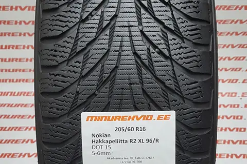 Подержанный нешипованная шина 205/60R16 Nokian Hakkapeliitta R2 XL 96/R