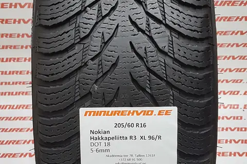 Подержанный нешипованная шина 205/60R16 Nokian Hakkapeliitta R3 XL 96/R