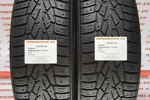 Подержанный шипованная шина 205/60R16 Nokian Hakkapeliitta 7 XL 96/T