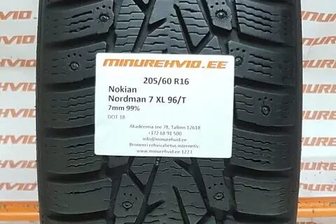 Подержанный шипованная шина 205/60R16 Nokian Nordman 7 XL 96/T