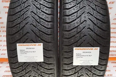 Подержанный шипованная шина 205/60R16 Nokian Hakkapeliitta 8 XL 96/T