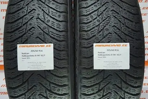 Подержанный шипованная шина 205/60R16 Nokian Hakkapeliitta 8 92/T. FRT