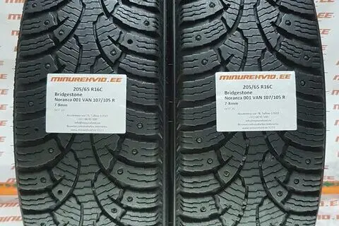 Подержанный шипованная шина 205/65R16 Bridgestone Noranza 001 VAN 107/105 R
