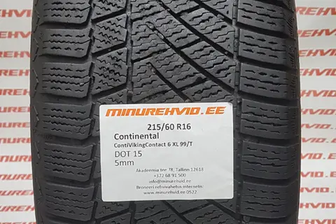 Подержанный нешипованная шина 215/60R16 Continental ContiVikingContact 6 XL 99/T.