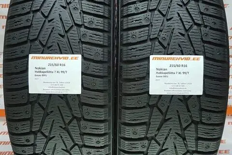 Подержанный шипованная шина 215/60R16 Nokian Hakkapeliitta 7 XL 99/T