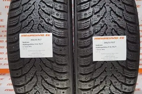 Kasutatud naastrehv 205/55R17 Nokian Hakkapeliitta 9 XL 95/T/