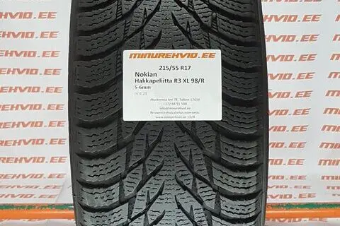 Kasutatud lamellrehv 215/55R17 Nokian Hakkapeliitta R3 XL 98/R