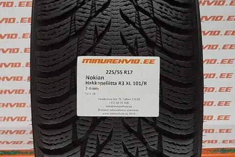 Kasutatud lamellrehv 225/55R17 Nokian Hakkapeliitta R3 XL 101/R