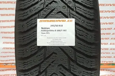 Used studded tire 245/50R18 Nokian Hakkapeliitta 8 100/T FRT/