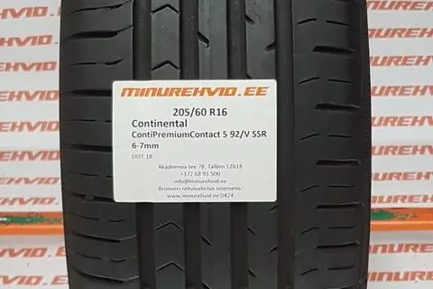 Kasutatud suverehv 205/60R16 Continental ContiPremiumContact 5 SSR 92/V