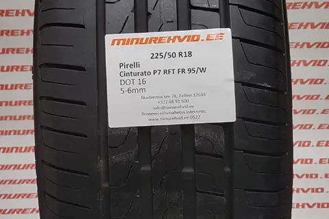 Подержанный летняя шина 225/50R18 Pirelli Cinturato P7 RFT FR 95/W.