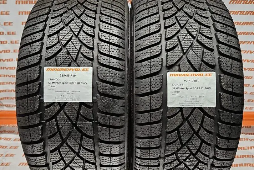 Used studless winter tire 255/35R19 Dunlop SP Winter Sport 3D FR XL 96/V