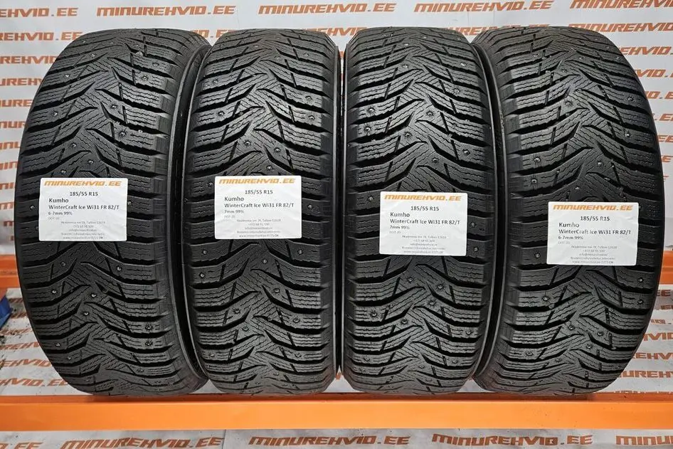Подержанный шипованная шина 185/55R15 Kumho WinterCraft Ice Wi31 FR 82/T
