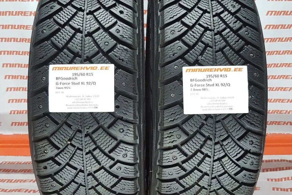 Подержанный шипованная шина 195/60R15 BFGoodrich G-Force Stud XL 92/Q
