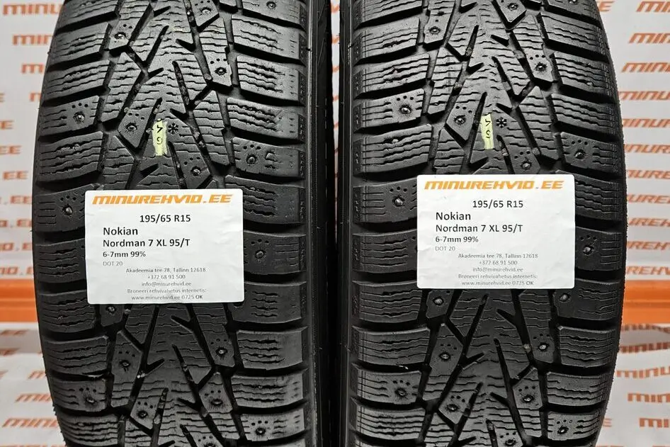 Подержанный шипованная шина 195/65R15 Nokian Nordman 7 XL 95/T.