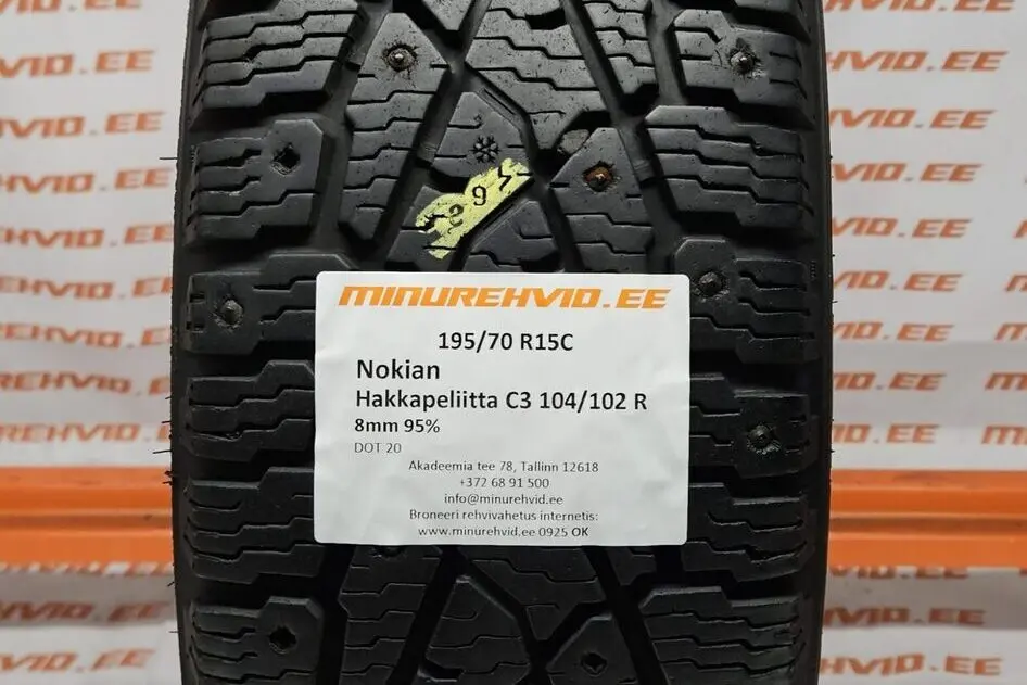 Подержанный шипованная шина 195/70R15 Nokian Hakkapeliitta C3 104/102 R