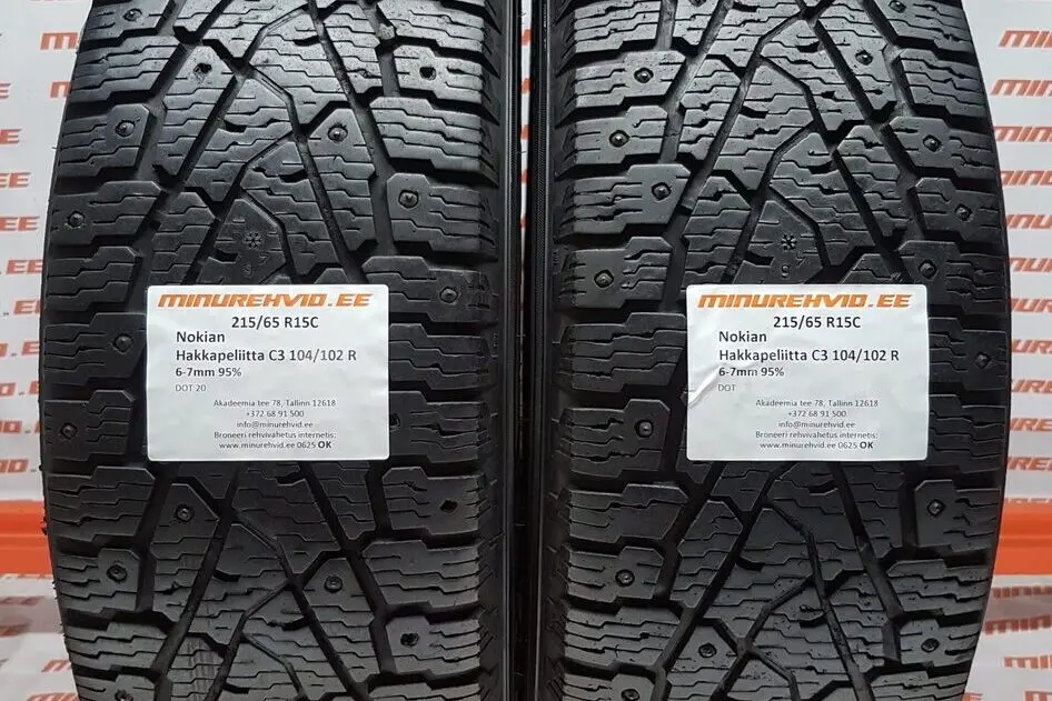 Подержанный шипованная шина 215/65R15 Nokian Hakkapeliitta C3 104/102 R