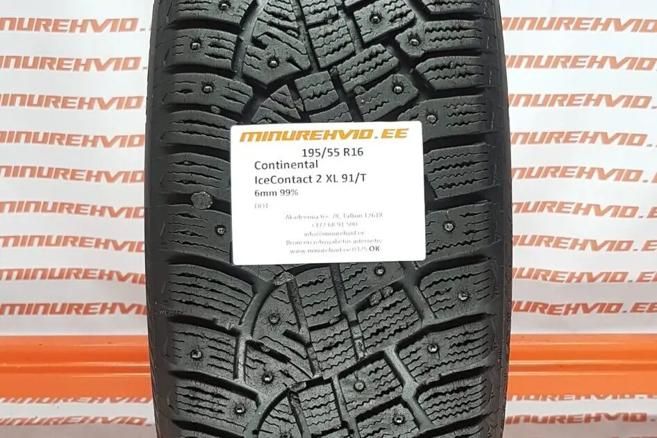 Подержанный шипованная шина 195/55R16 Continental IceContact 2 XL 91/T