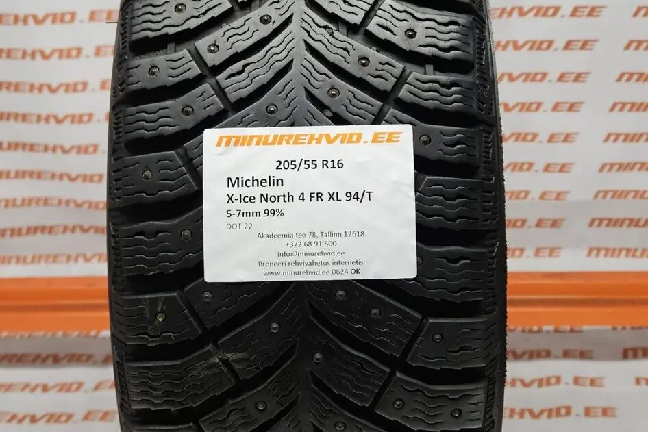 Подержанный шипованная шина 205/55R16 Michelin X-Ice North 4 FR XL 94/T