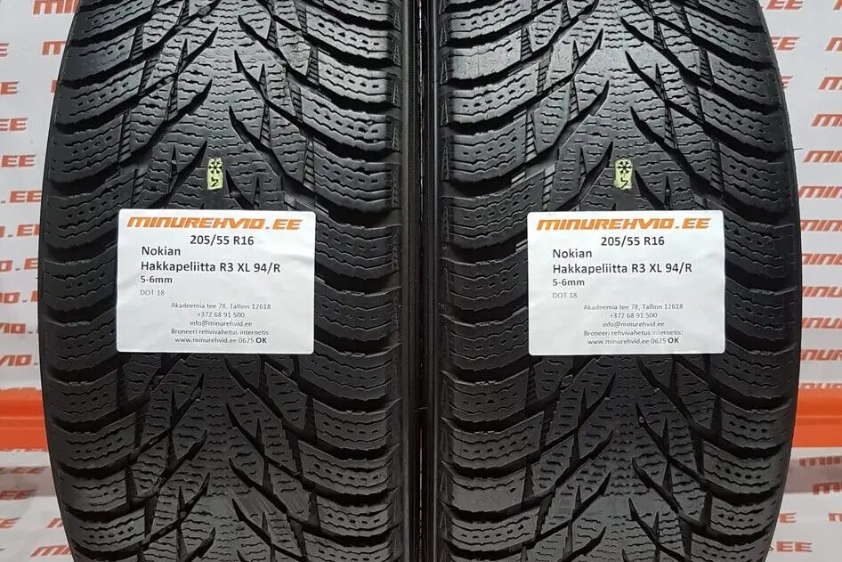 Подержанный нешипованная шина 205/55R16 Nokian Hakkapeliitta R3 XL 94/R