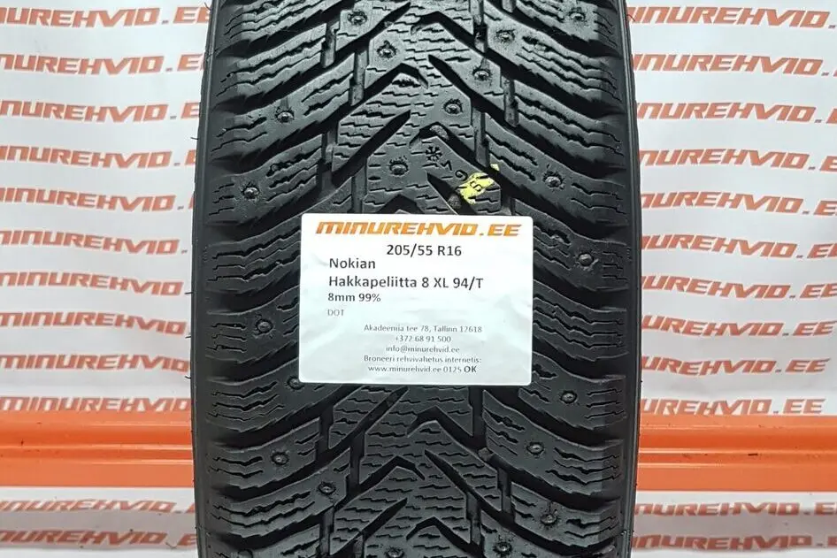 Подержанный шипованная шина 205/55R16 Nokian Hakkapeliitta 8 XL 94/T/