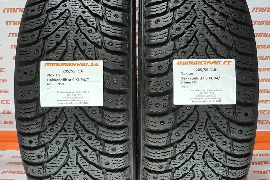 Подержанный шипованная шина 205/55R16 Nokian Hakkapeliitta 9 XL 94/T
