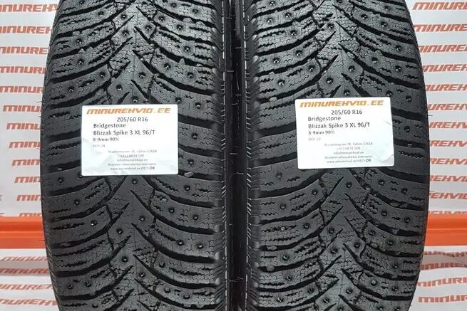Подержанный шипованная шина 205/60R16 Bridgestone Blizzak Spike 3 XL 96/T