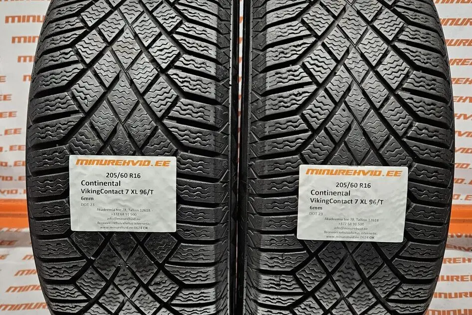 Подержанный нешипованная шина 205/60R16 Continental VikingContact 7 XL 96/T