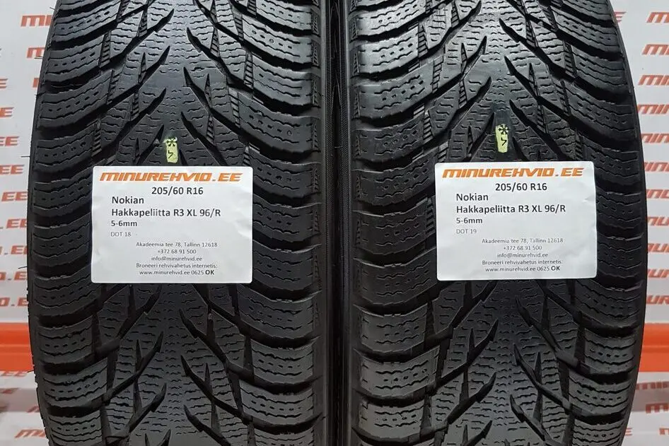 Подержанный нешипованная шина 205/60R16 Nokian Hakkapeliitta R3 XL 96/R