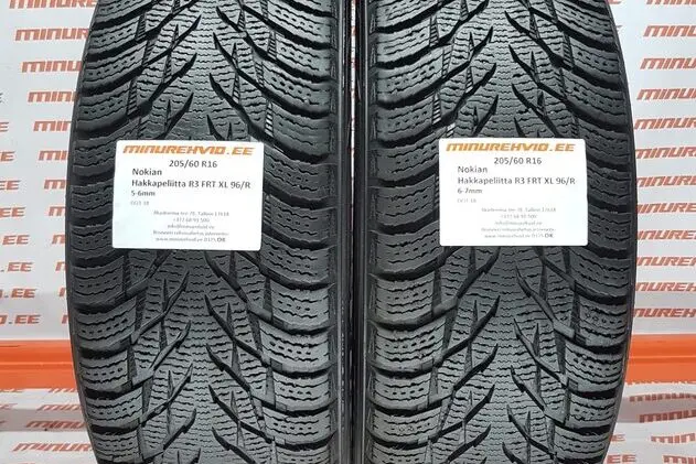 Подержанный нешипованная шина 205/60R16 Nokian Hakkapeliitta R3 FRT XL 96/R